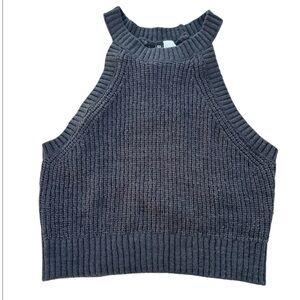 H&M Divided Black Knitted Sleeveless‎ Cropped Halter Neck Women's Size Large NWT